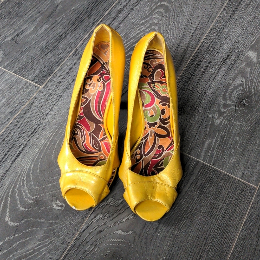 Spring Yellow Open Toe Heel Shoes
